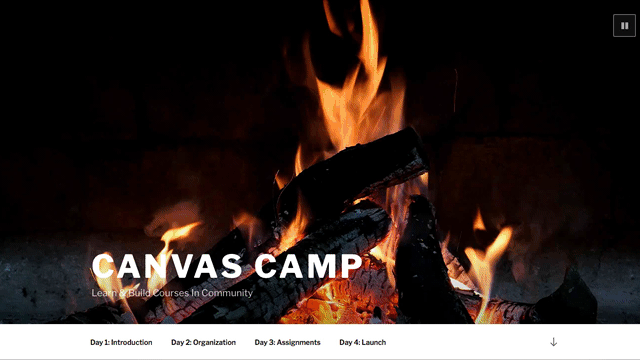 Canvas Camp website annotated Gif of home page
