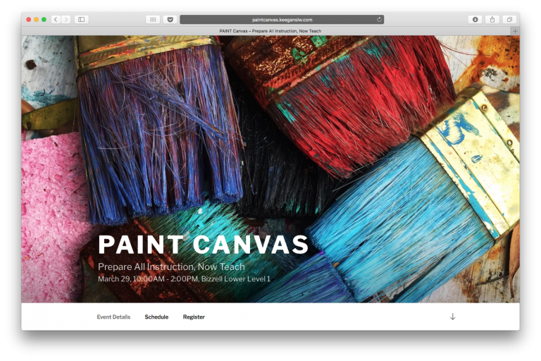 PAINT Canvas website displaying paintbrushes