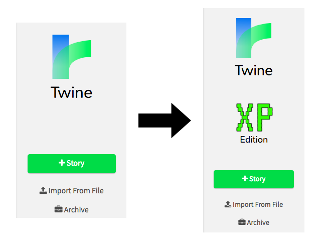 Twine web app being altered to include XP logo.