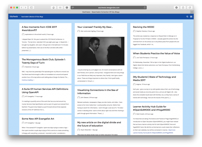 Front page of edufeeds.keeganslw.com
