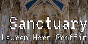 Cathedral with Twine Game title "Sanctuary" overlaid